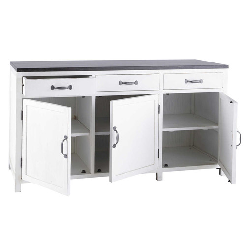 Buffet de cuisine en bois blanc et formica vert 1950 Le palais des bricoles