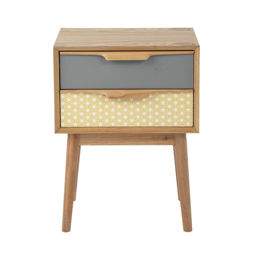 Wooden vintage bedside table with drawers W 42cm Fjord Maisons du Monde