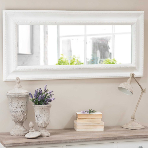 Miroir Bois Blanc : Miroir en bois blanc H 130 cm L?ONORE Maisons du Monde Miroir Bois Blanc : Miroir en bois blanc H 130 cm L?ONORE Maisons du Monde