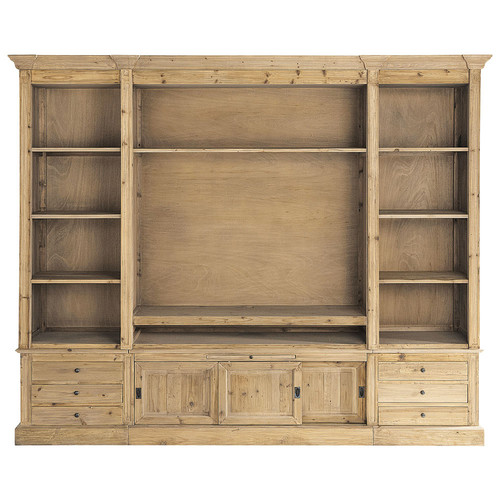 Meuble Tele Bois Metal : Bibliothèque Meuble Tv En Bois Massif Recyclé L 264 Cm Passy Meuble Tele Bois Metal : Bibliothèque Meuble Tv En Bois Massif Recyclé L 264 Cm Passy