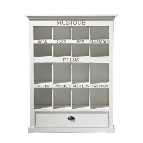 Meuble En Bois Blanc : Meuble cd/dvd en bois blanc H 130 cm Newport Maisons du Monde Meuble En Bois Blanc : Meuble cd/dvd en bois blanc H 130 cm Newport Maisons du Monde