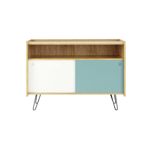 Meuble Tv Bois Et Zinc : Meuble Tv Vintage En Bois Blanc Et Bleu L 105 Cm Twistmaisons Du Meuble Tv Bois Et Zinc : Meuble Tv Vintage En Bois Blanc Et Bleu L 105 Cm Twistmaisons Du