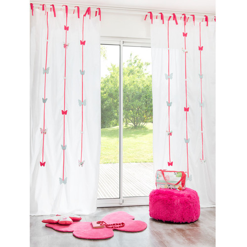 Chambre Bebe Gris Blanc Turquoise : rideau enfant farfalla décoré de petits papillons ce rideau en coton Chambre Bebe Gris Blanc Turquoise : rideau enfant farfalla décoré de petits papillons ce rideau en coton
