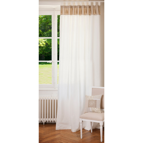 NAPOLI cotton tab top double curtain in white and beige 150 x 250cm