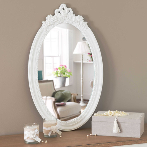 Miroir Bois Blanc : Miroir en bois blanc H 65 cm ROMANE Maisons du Monde Miroir Bois Blanc : Miroir en bois blanc H 65 cm ROMANE Maisons du Monde