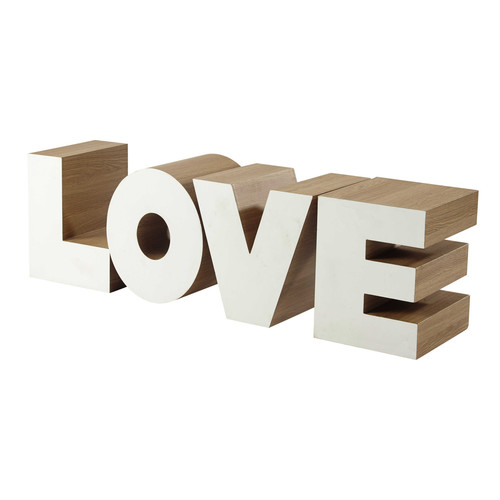 Canape En Bois Blanc : Bout de canap? en bois blanc L 121 cm LOVE Maisons du Monde Canape En Bois Blanc : Bout de canap? en bois blanc L 121 cm LOVE Maisons du Monde