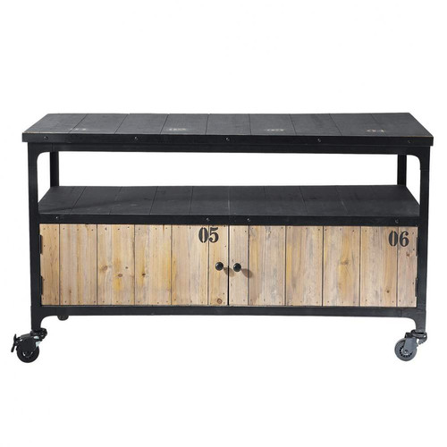 Docks RollTVMöbel im IndustryStil aus Metall und Holz, B 110 cm Docks RollTVMöbel im IndustryStil aus Metall und Holz, B 110 cm