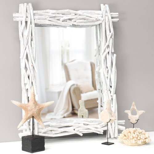 Miroir Bois Blanc : Rectangular Driftwood Mirror Miroir Bois Blanc : Rectangular Driftwood Mirror