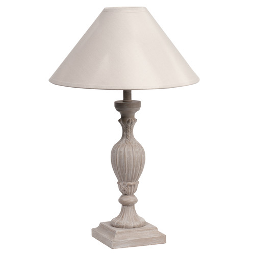 Lampe de chevet bois et abat jour en tissu grise h 44 cm amorine