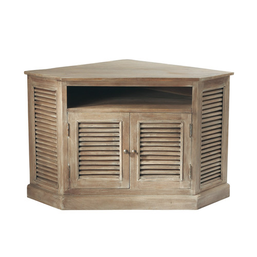 Meuble Tv D Angle Noir : Meuble Tv D angle En Manguier Grisé L 75 Cm Persiennesmaisons Du Meuble Tv D Angle Noir : Meuble Tv D angle En Manguier Grisé L 75 Cm Persiennesmaisons Du