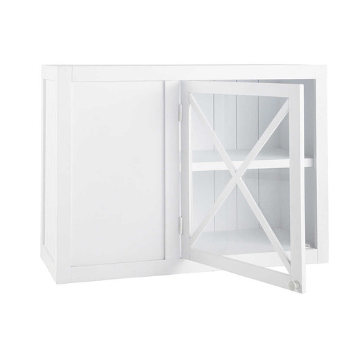 Meuble Tv Bois Haut : Meuble Haut D angle Vitré De Cuisine Ouverture Gauche En Bois Blanc L Meuble Tv Bois Haut : Meuble Haut D angle Vitré De Cuisine Ouverture Gauche En Bois Blanc L
