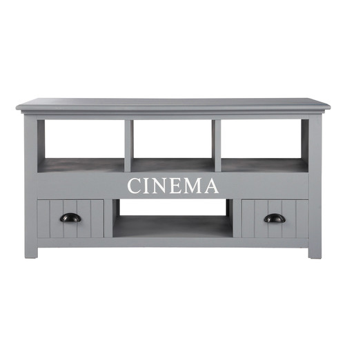 Meuble Tv Bois Gris : Meuble TV en bois gris L 120 cm Newport Maisons du Monde Meuble Tv Bois Gris : Meuble TV en bois gris L 120 cm Newport Maisons du Monde
