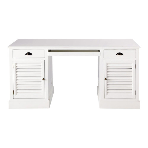 Bureau Bois Blanc : Bureau en bois blanc L 150 cm Barbade Maisons du Monde Bureau Bois Blanc : Bureau en bois blanc L 150 cm Barbade Maisons du Monde