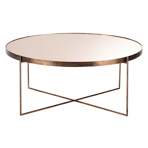 Couchtisch COMÈTE aus verkupfertem Metall mit Spiegel, D Couchtisch COMÈTE aus verkupfertem Metall mit Spiegel, D