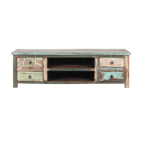 Meuble Tv Bas Long Bois : Meuble Tv En Bois Recyclé Effet Vieilli L 140 Cm Calanquemaisons Meuble Tv Bas Long Bois : Meuble Tv En Bois Recyclé Effet Vieilli L 140 Cm Calanquemaisons