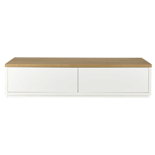 Meuble Tv Bois Clair : Meuble TV en ch?ne massif blanc L 180 cm Austral Maisons du Monde Meuble Tv Bois Clair : Meuble TV en ch?ne massif blanc L 180 cm Austral Maisons du Monde