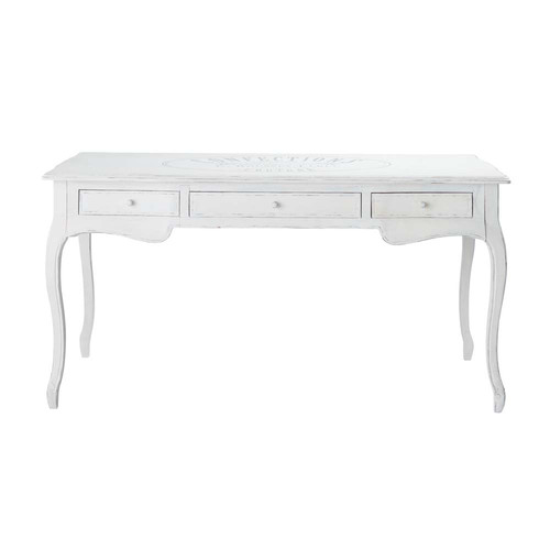 Bureau Bois Blanc : Bureau en bois blanc L 150 cm Confection Maisons du Monde Bureau Bois Blanc : Bureau en bois blanc L 150 cm Confection Maisons du Monde