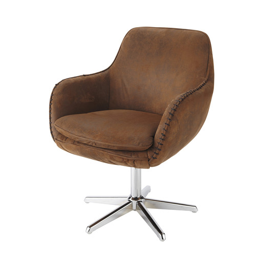 Microsuede armchair in brown Andrews Maisons du Monde