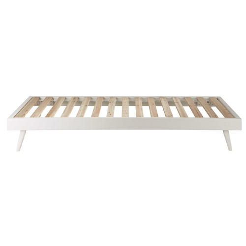 Lit En Bois Blanc : Lit banquette 90 x 190 cm en bois blanc Sixties Maisons du Monde Lit En Bois Blanc : Lit banquette 90 x 190 cm en bois blanc Sixties Maisons du Monde