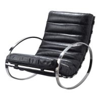 Fauteuil à bascule cuir noir Freud