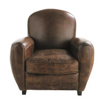 Fauteuil vintage marron Oxford