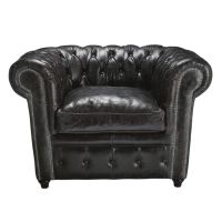 Fauteuil cuir noir Vintage