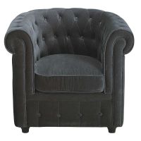 Sessel, Velours grau Chesterfield