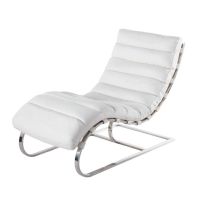 Chaise longue cuir blanc Freud