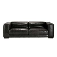 Sofa 3/4-Sitzer, nicht ausziehbar, Leder schwarz Bogart