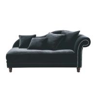 Méridienne 2-3 plazas fija terciopelo negro Scala