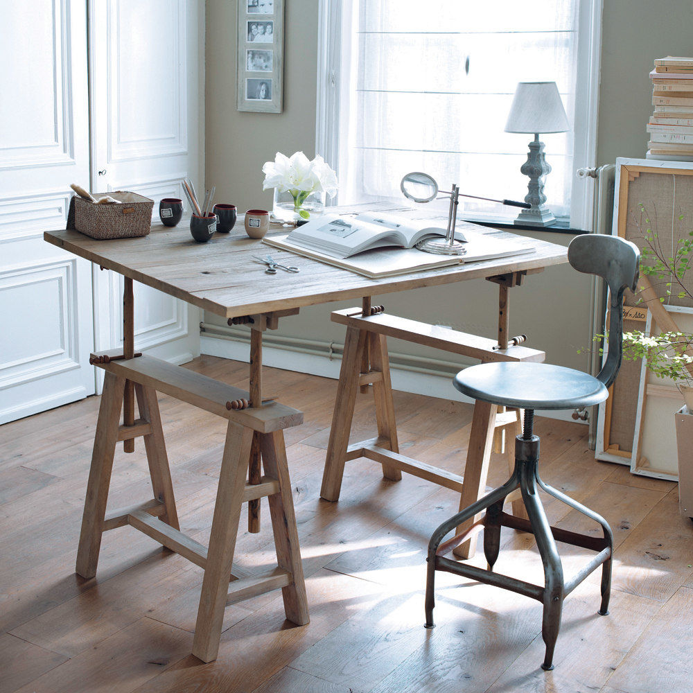 Bureau d'architecte en manguier L 130 cm Key West ...