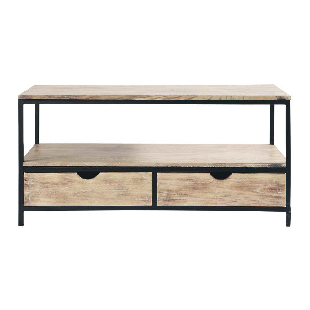 Meuble TV indus en métal et bois massif noir L 117 cm Long Island Maisons d -> Meuble Tv Design Suisse Meuble TV indus en métal et bois massif noir L 117 cm Long Island Maisons d -> Meuble Tv Design Suisse