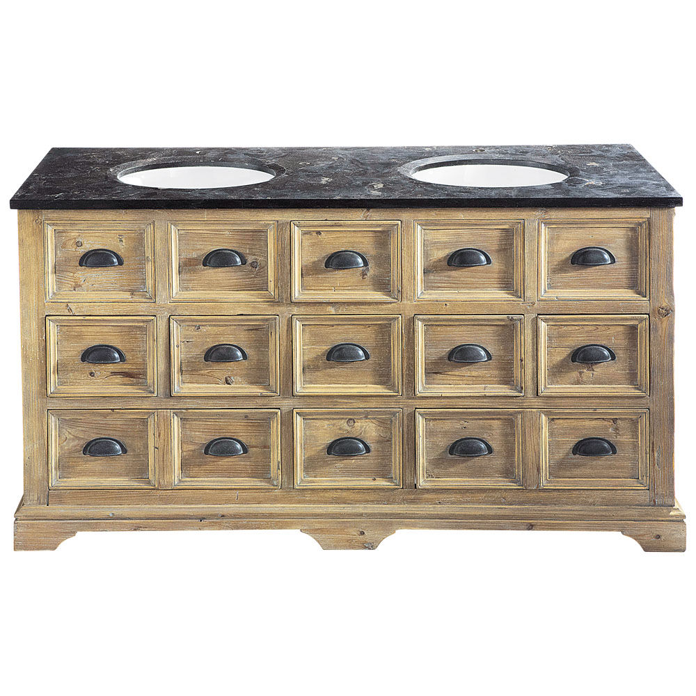 Meuble double vasque en bois et marbre l 160 cm st quentin ...