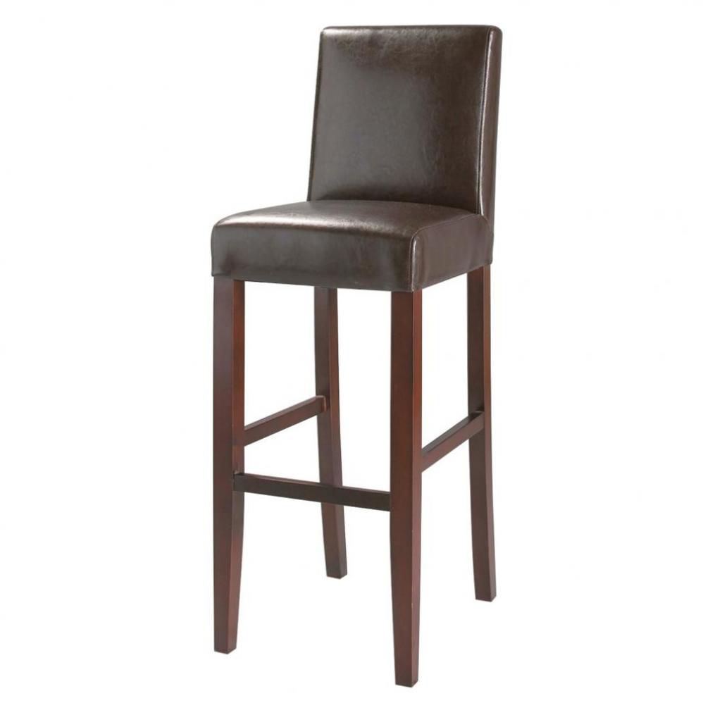 Chaise de bar imitation cuir et bois marron Boston ...