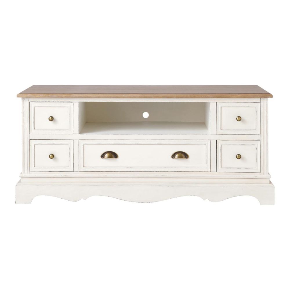 Meuble TV en bois de paulownia crème L 118 cm Léontine Maisons du Monde -> Meuble Tv Maison Du Monde Blanc Meuble TV en bois de paulownia crème L 118 cm Léontine Maisons du Monde -> Meuble Tv Maison Du Monde Blanc