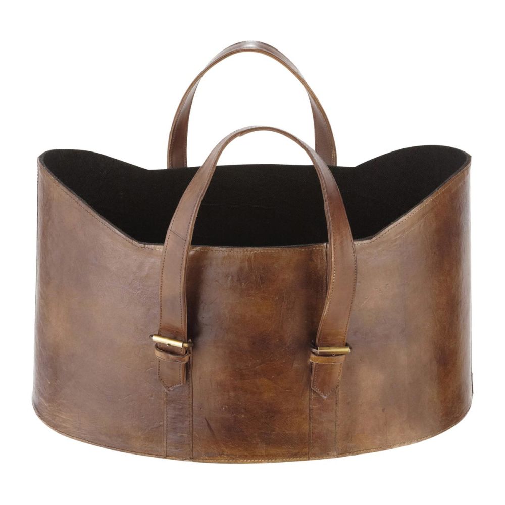 Porte-revues en cuir de chèvre marron DERBY | Maisons du Monde