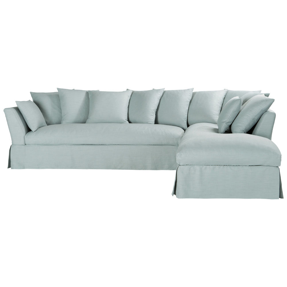 Corner Sofa In Blue Grey Linen Seats 5 Hamilton Maisons