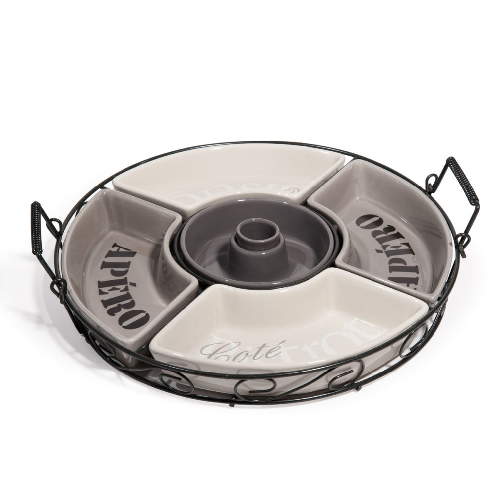 Plateau apéritif taupe TOURVILLE | Maisons du Monde