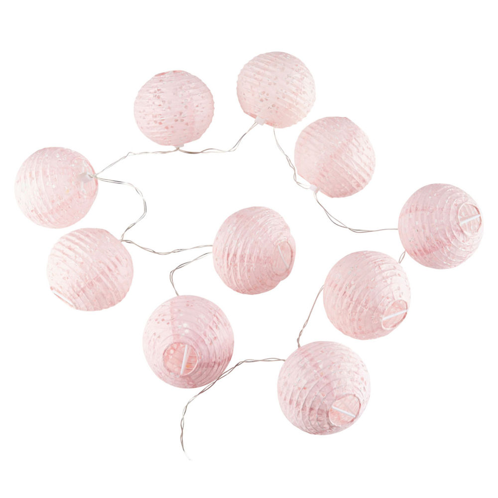 Guirlande de lampions lumineux en papier rose l 190 cm songe ...