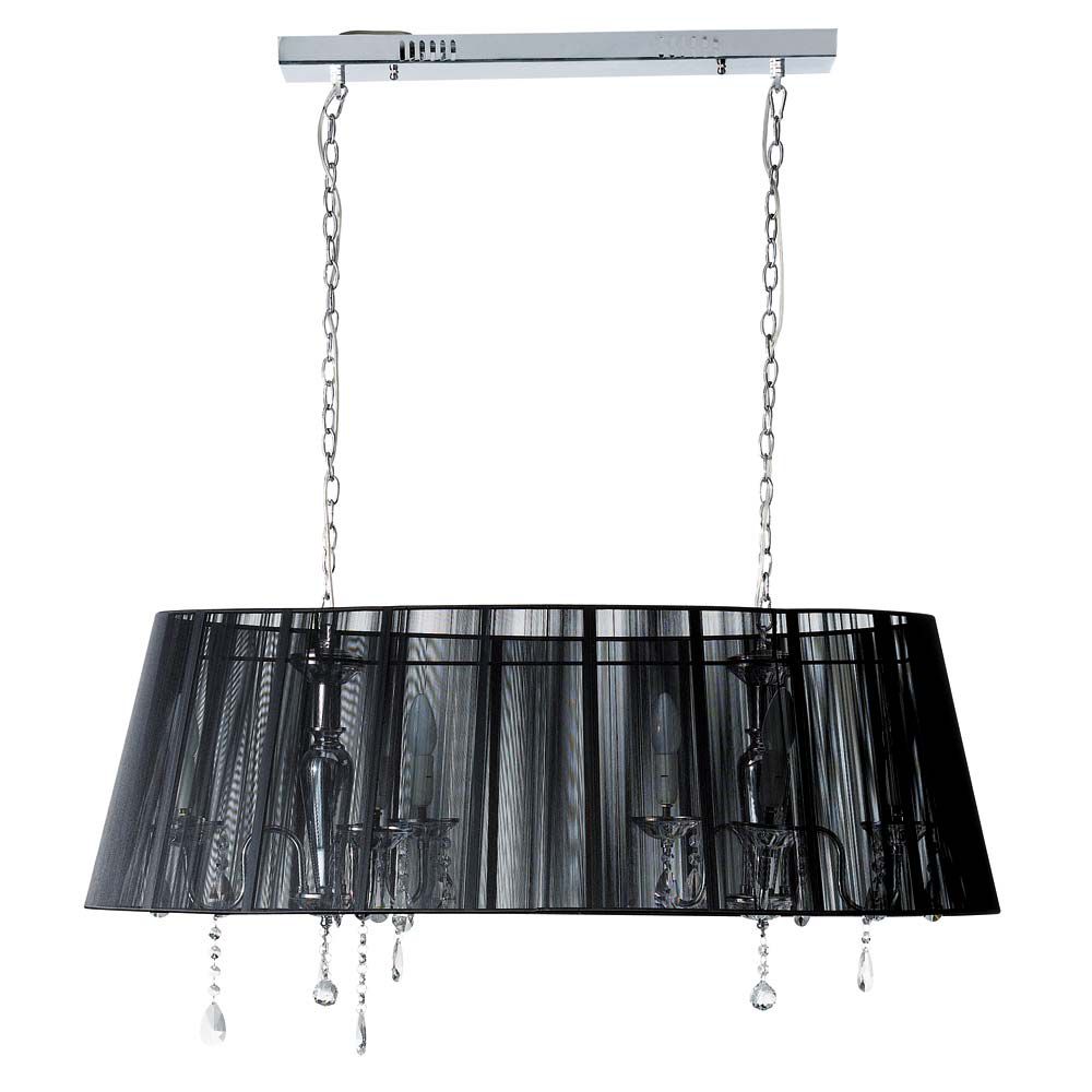 Lampadario doppio in metallo cromato e vetro con pendenti d 100 cm ...