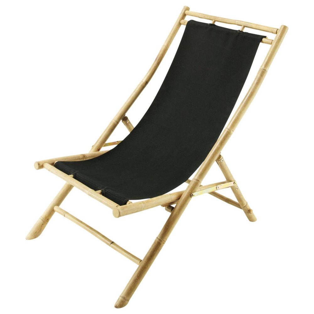 Chaise longue / chilienne pliable noire bambou Robinson Maisons du Monde