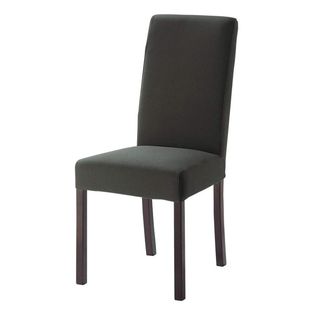 Housse de chaise en coton anthracite Tempo