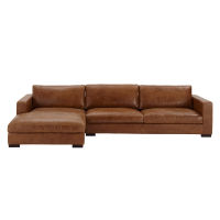 Canapé d'angle 5 places fixe cuir vintage marron Lincoln pour 2499€