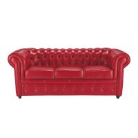 Sofa Red, seats 3 Chesterfield