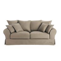 Sofa bed 3-seat convertible sofa in taupe Bastide