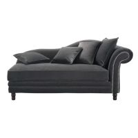 Chaise Longue Grey velvet, seats 2/3 Scala