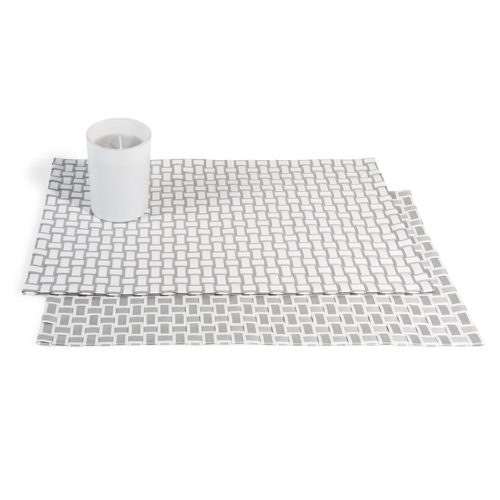 12 VINTAGE plastic placemats in grey/white Maisons du Monde