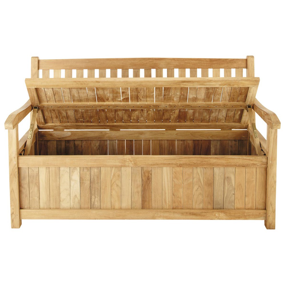 2 /3 sitzige truhenbank für den garten aus massivem teak, b 151 cm ...