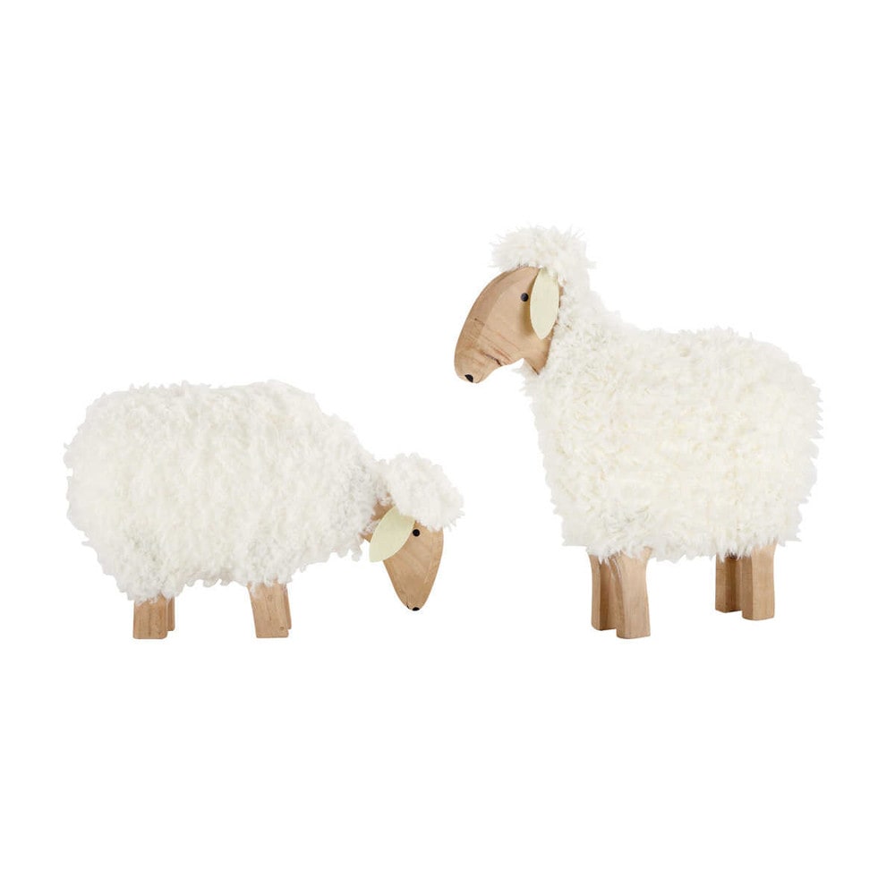 2 moutons déco en bois H 30 et H 50 cm PÂTURE Maisons du Monde