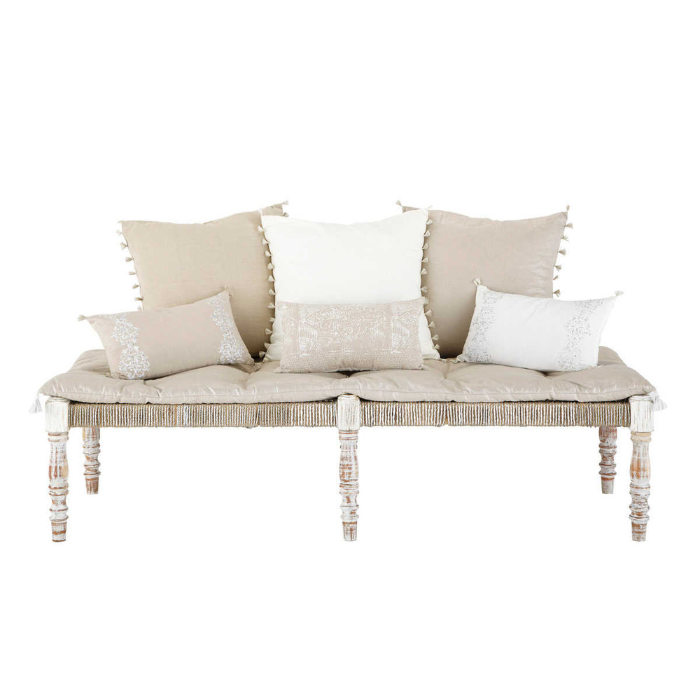 2Sitzer Bank im EthnoStil aus Stoff, beige Casablanca 2Sitzer Bank im EthnoStil aus Stoff, beige Casablanca